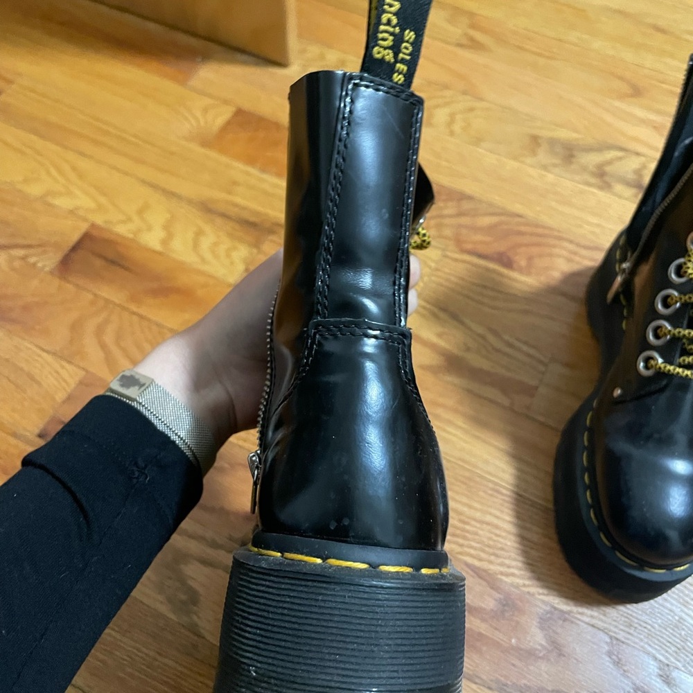 Dr. Martens AirWair Black Boots with Yellow Accents - Picture 6 of 7